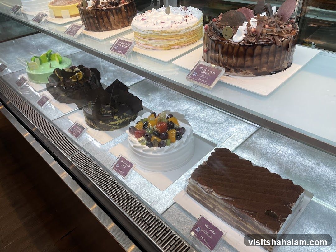 Cakes in a Display Case