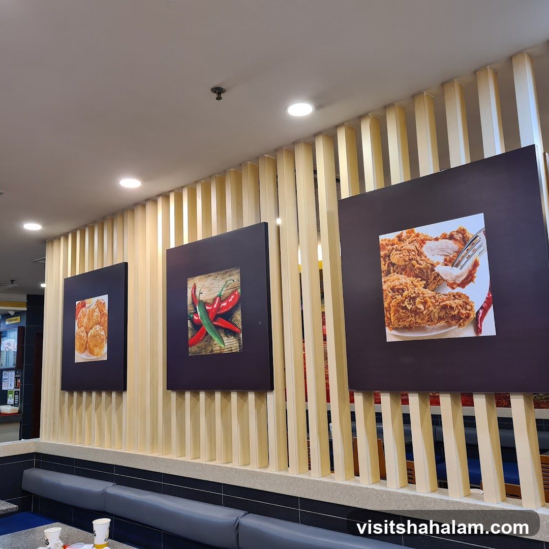 Restaurant Interior with Food and Chili Pepper Artwork