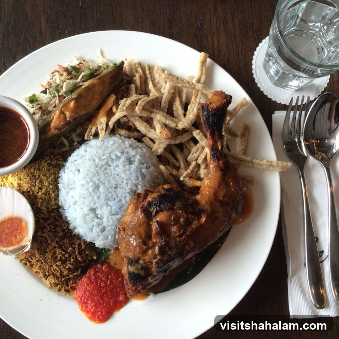 Nasi Kerabu with Fried Chicken