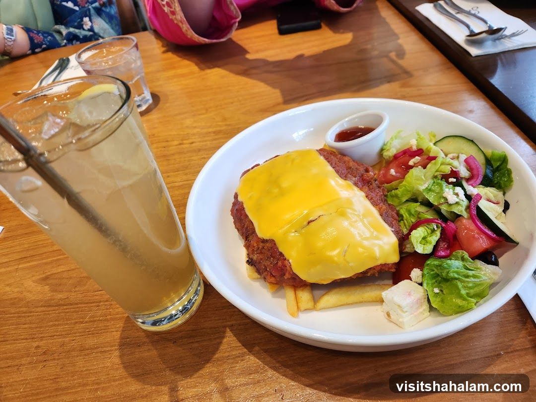 Cheeseburger with Fries and Salad