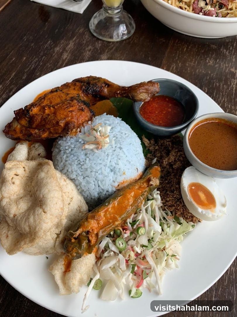 Nasi Kerabu with Grilled Chicken