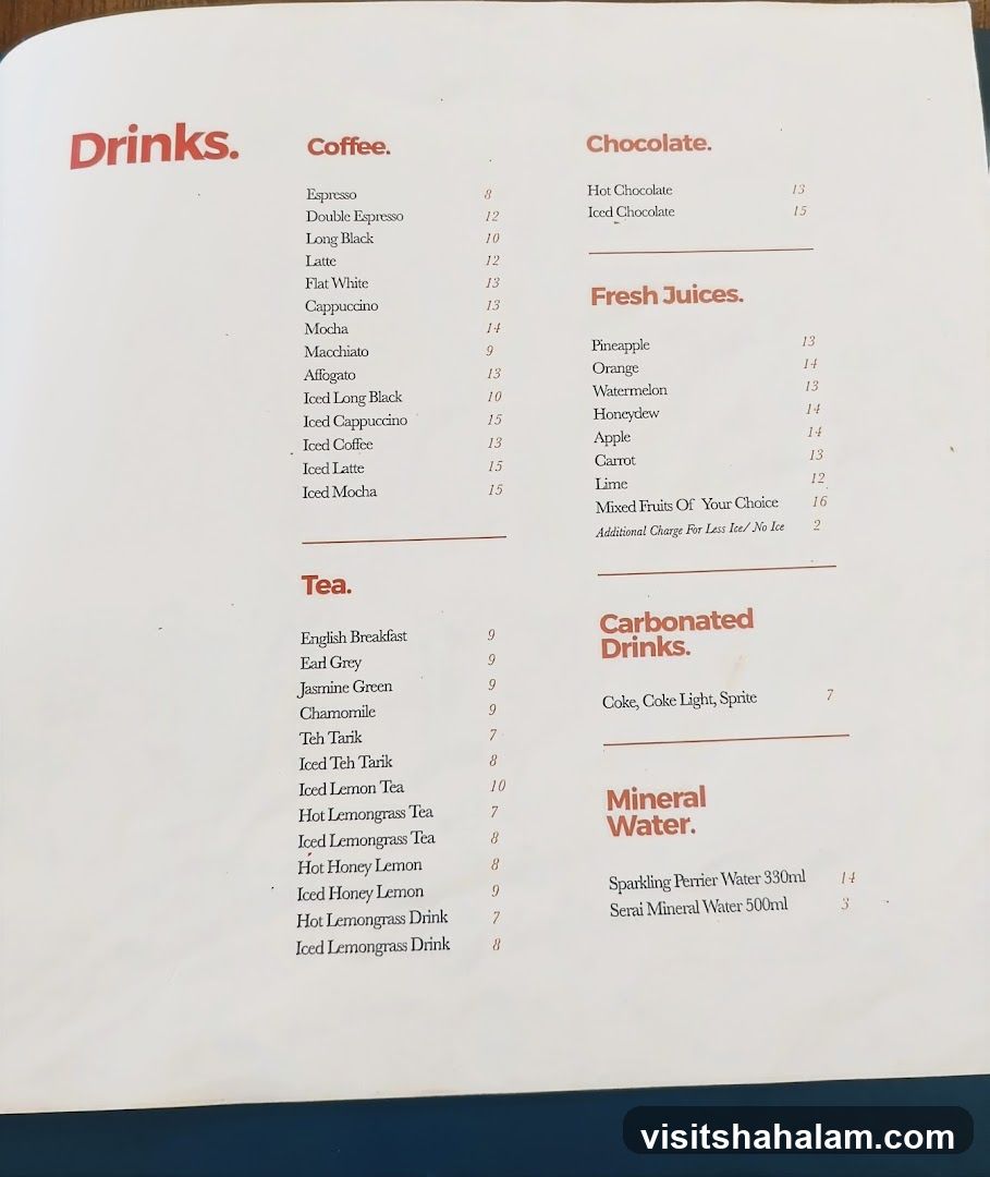 Drinks Menu