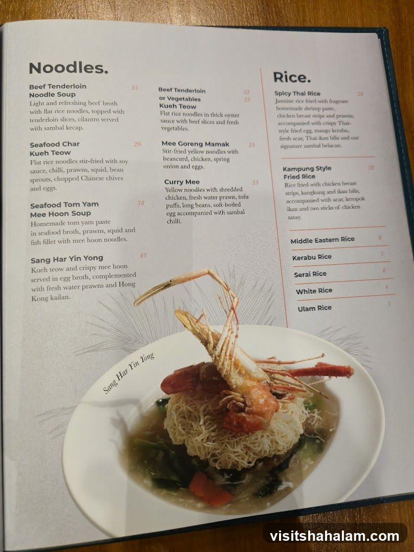 Noodles and Rice Menu