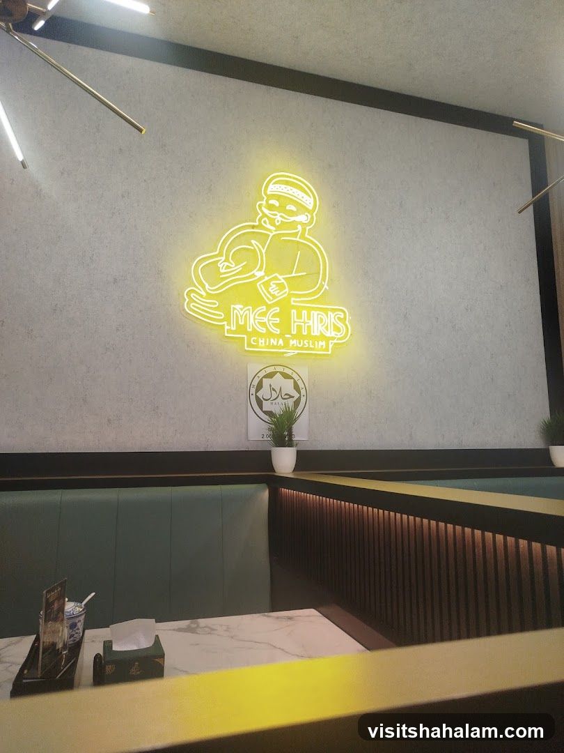 Restaurant Interior with Neon Sign