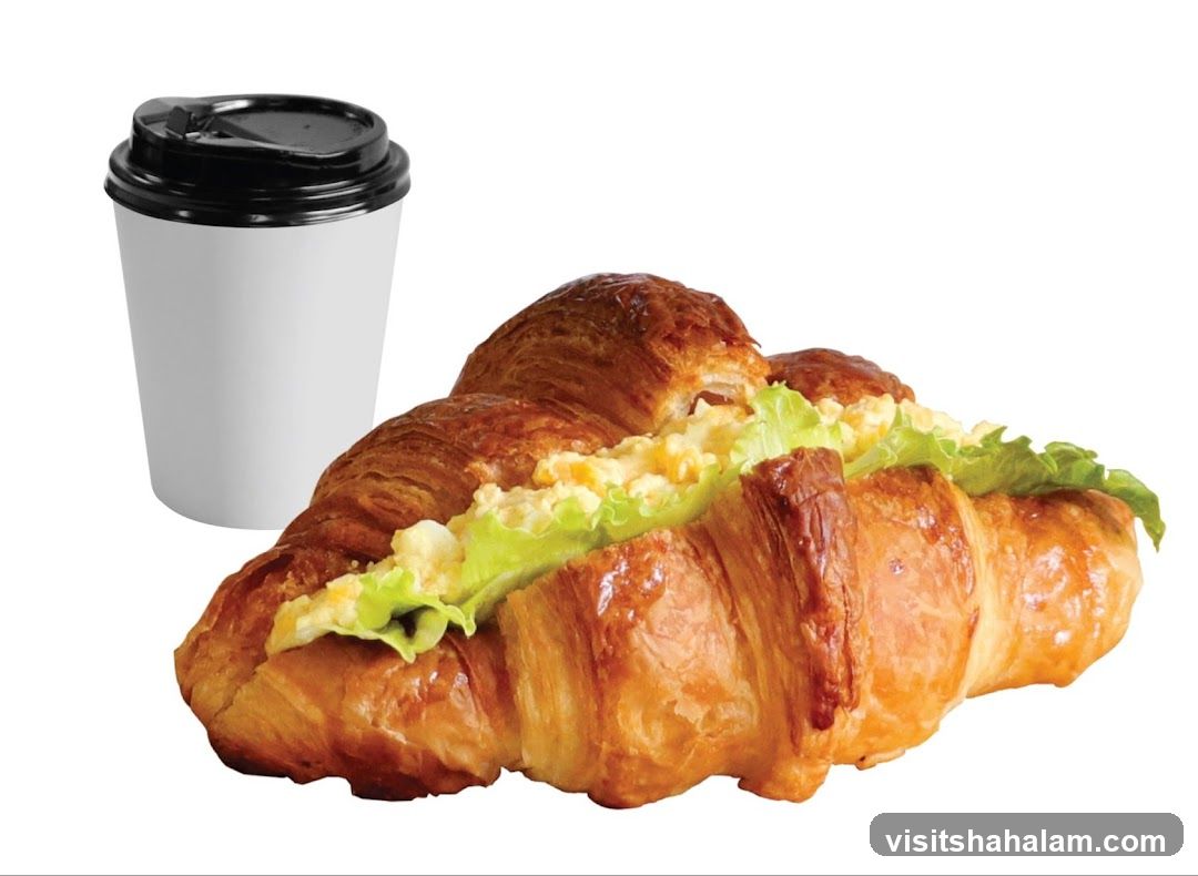 Croissant Sandwich and Coffee