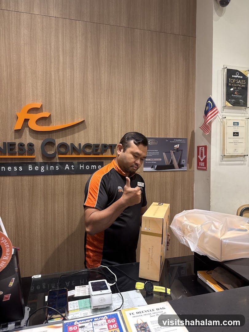 Staff member holding a package