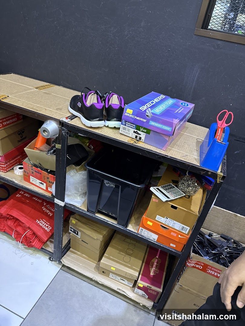 Shoes and Boxes on Shelves