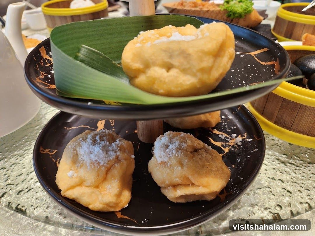 Fried Pastries on a Tiered Stand