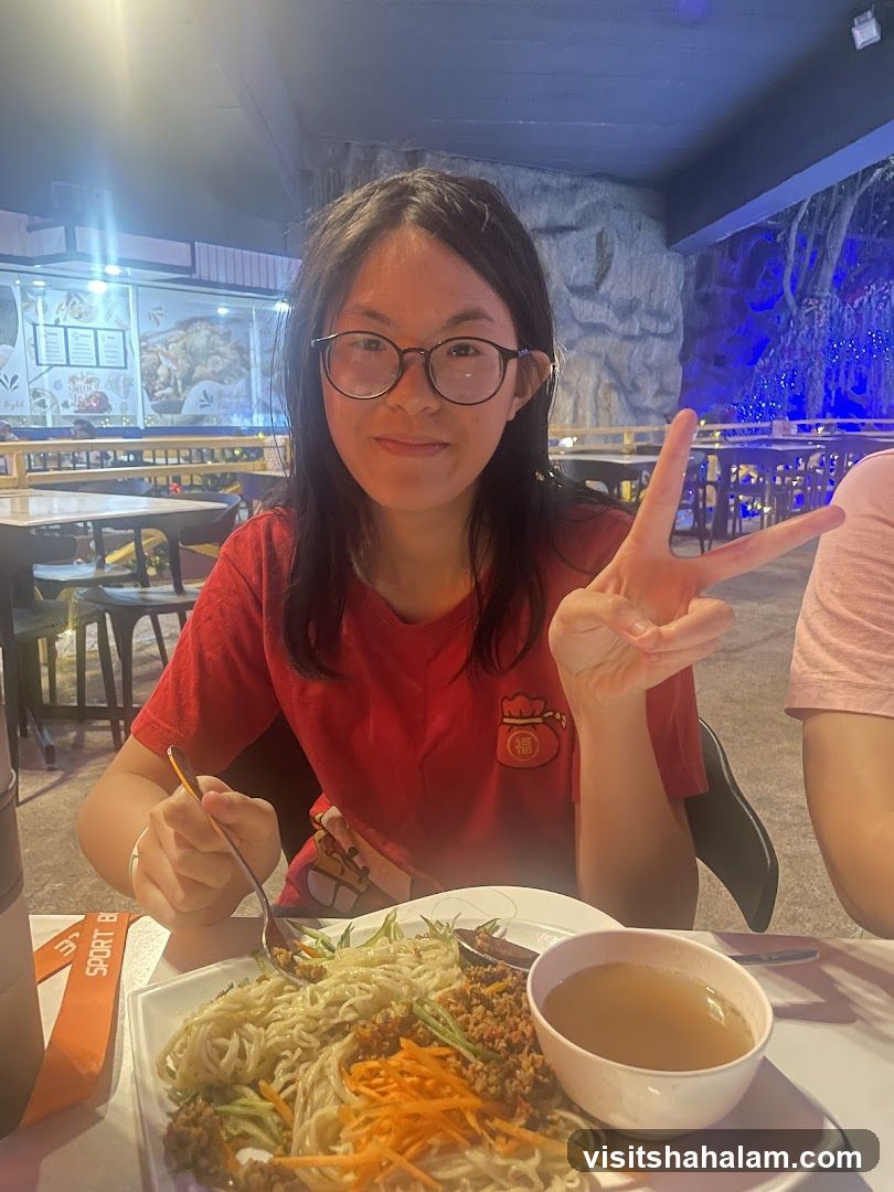 Girl eating noodles