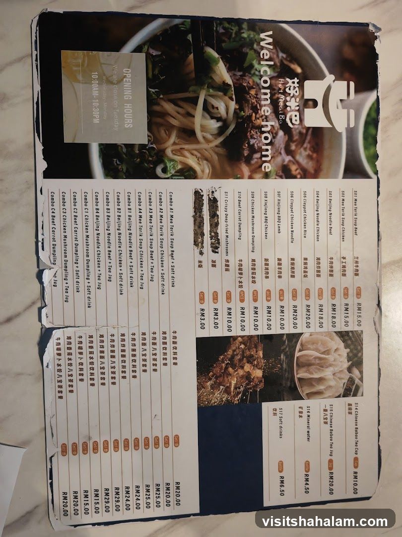 Hot Meal Ba Menu
