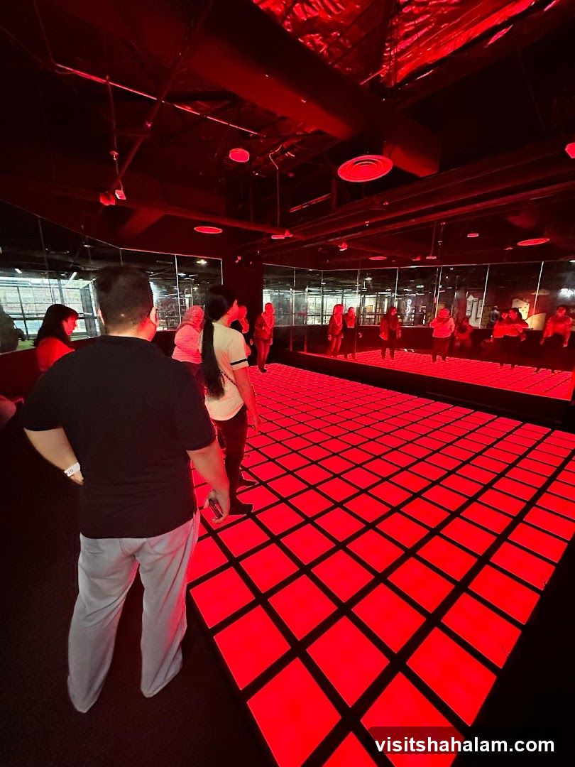 People on a lighted dance floor