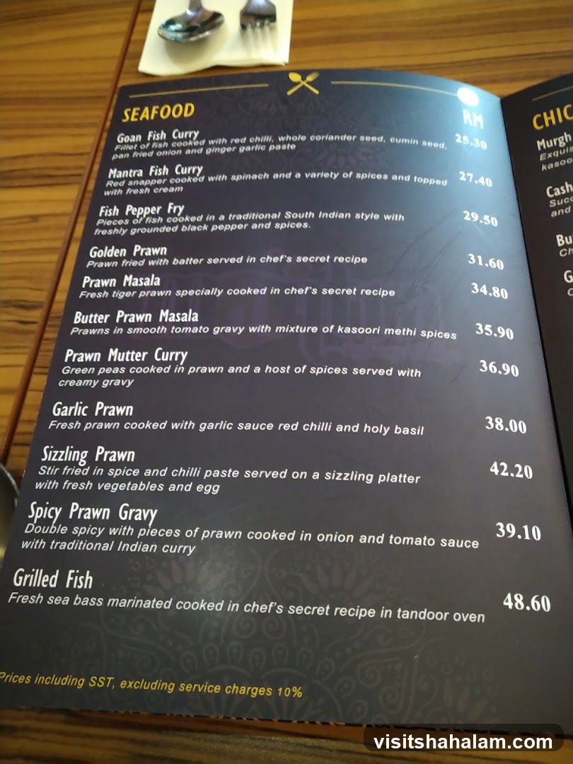 Seafood Menu