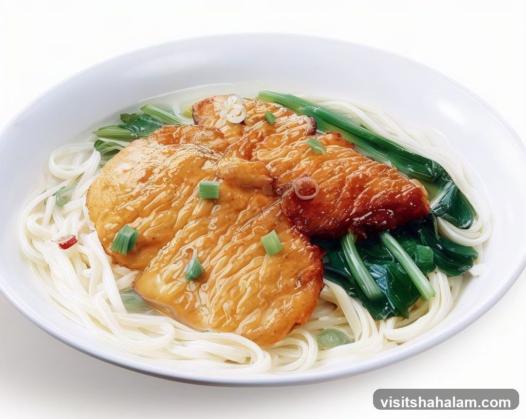 Noodle Soup with Meat and Greens