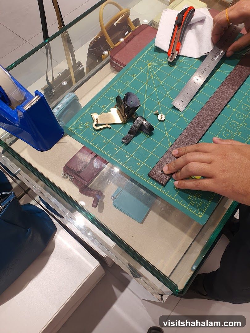 Leatherworking in a store
