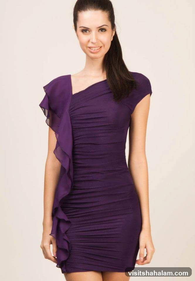 Woman in purple dress