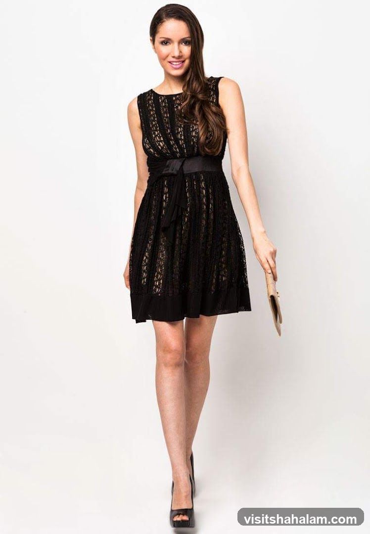 Woman in Black Lace Dress