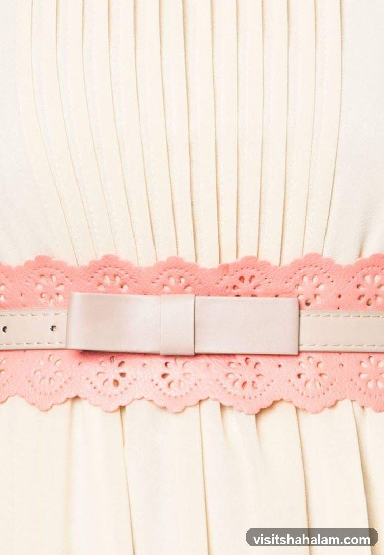 Cream Dress with Pink Belt
