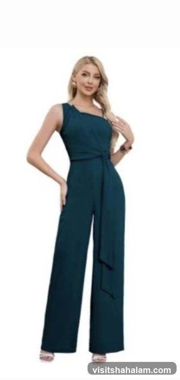 Woman in Teal Jumpsuit