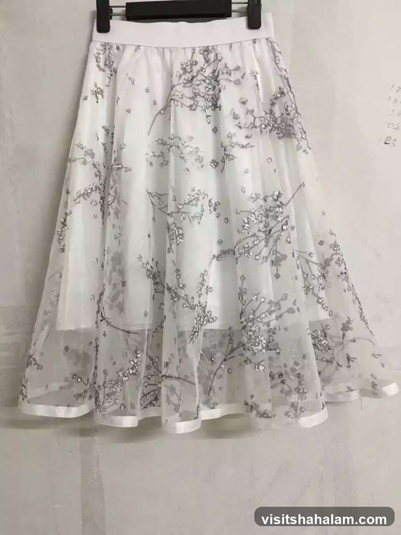 White Skirt with Floral Pattern