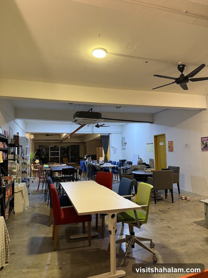 Co-working space with tables and chairs