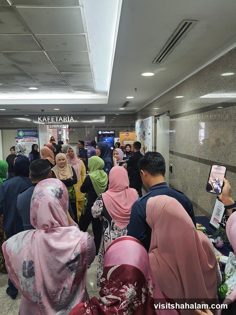 People gathered in a hallway