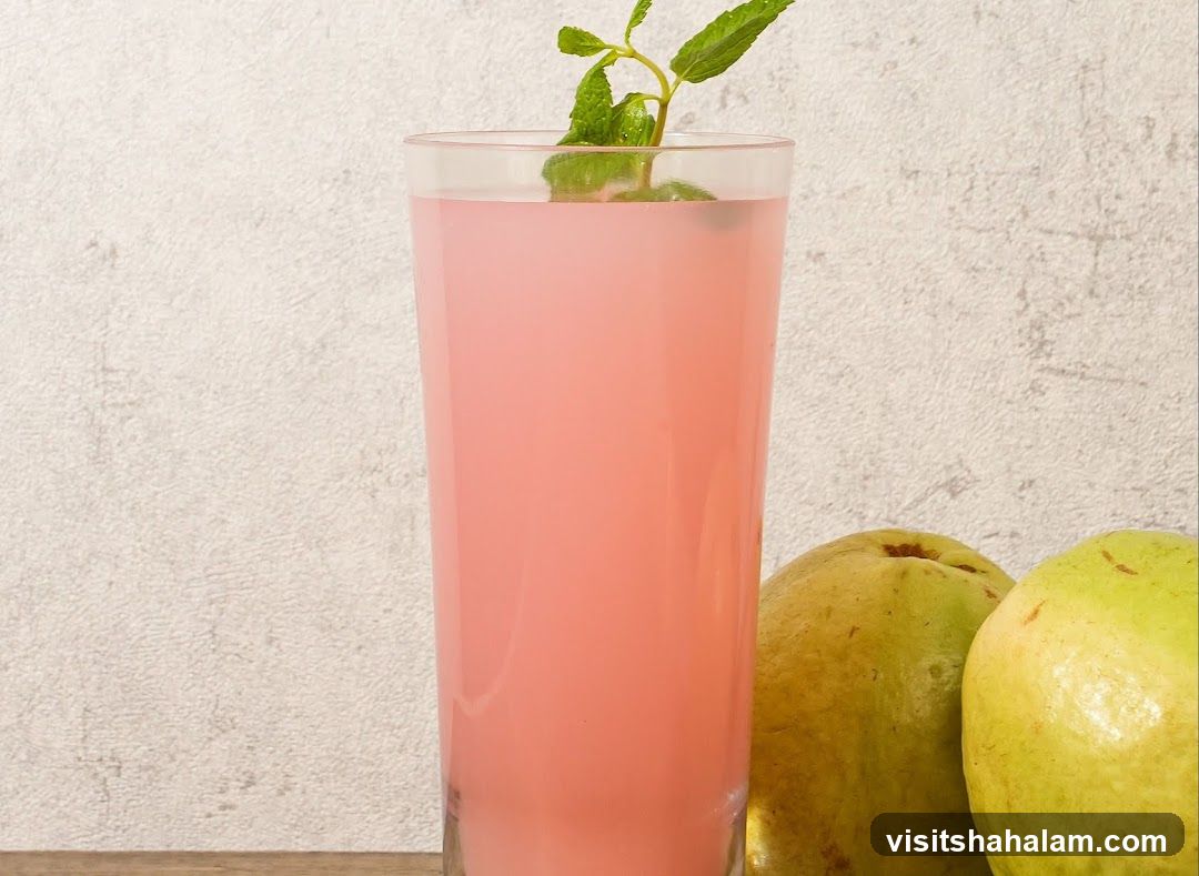 Pink Guava Drink with Fresh Guavas