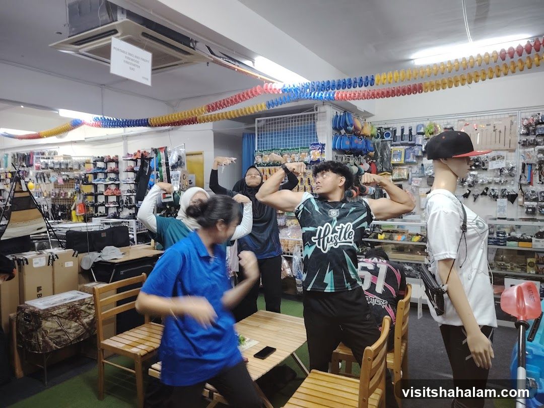People posing in a store