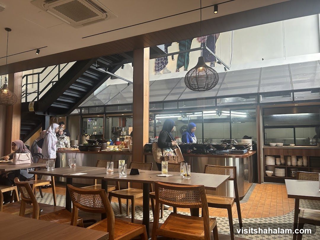 Restaurant Interior with Open Kitchen