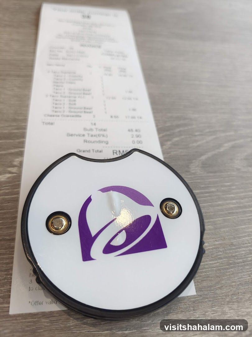 Taco Bell Receipt and Pager