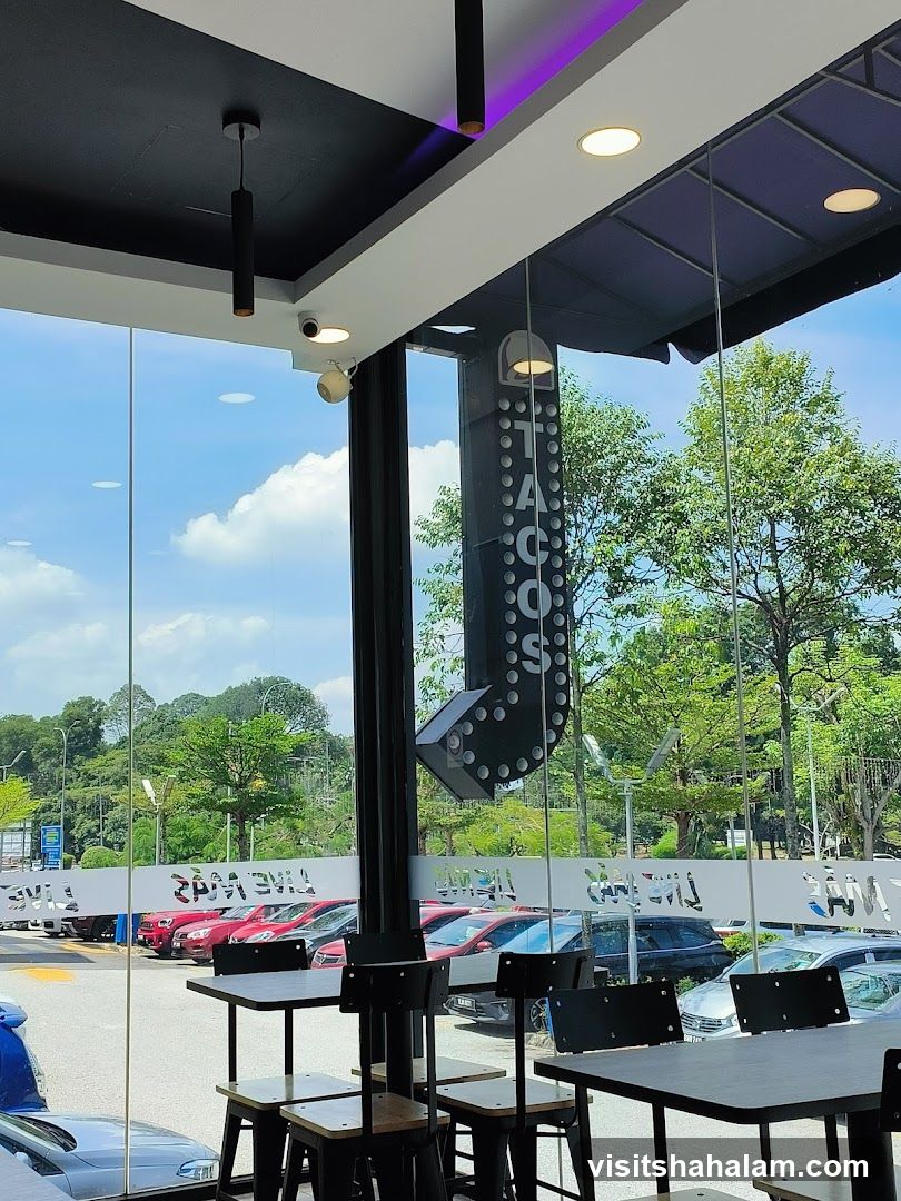 Interior view of a restaurant with outdoor seating