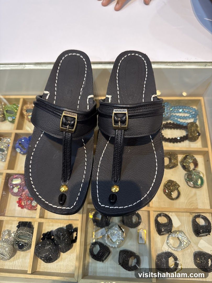 Black Sandals and Jewelry Display