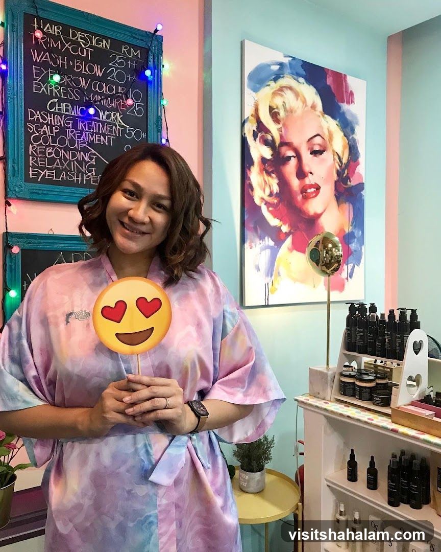 Woman in Salon with Marilyn Monroe Art