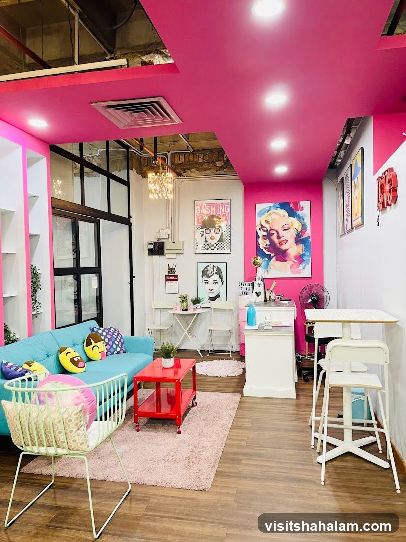 Vibrant and stylish waiting area with pop art decor