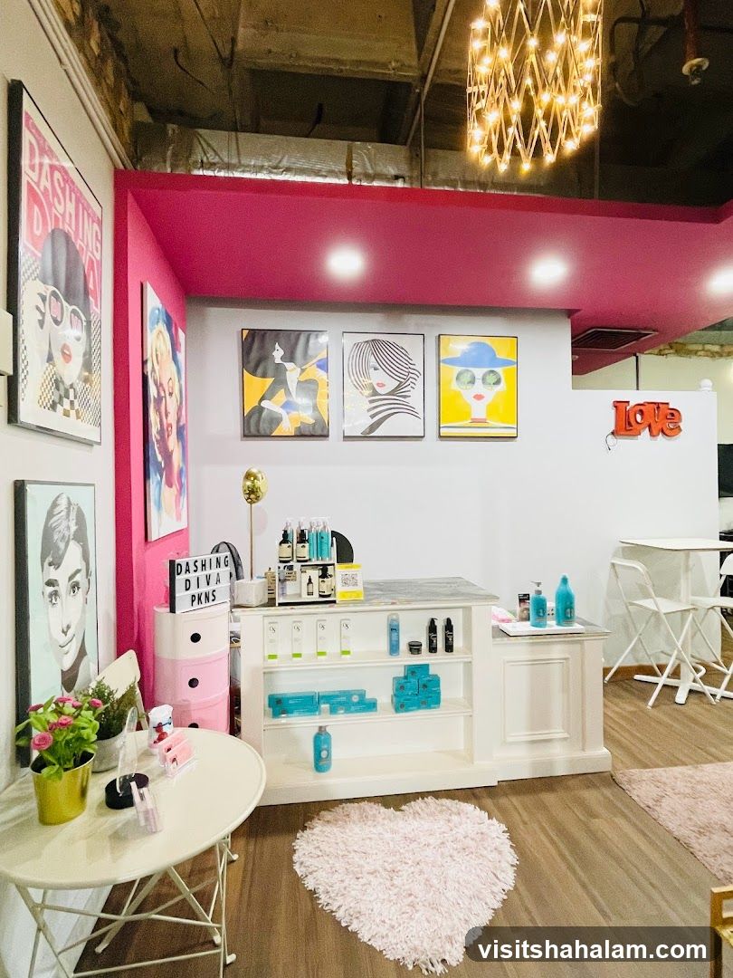 Salon Interior with Artwork and Products