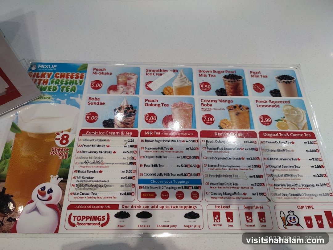 Mixue Menu
