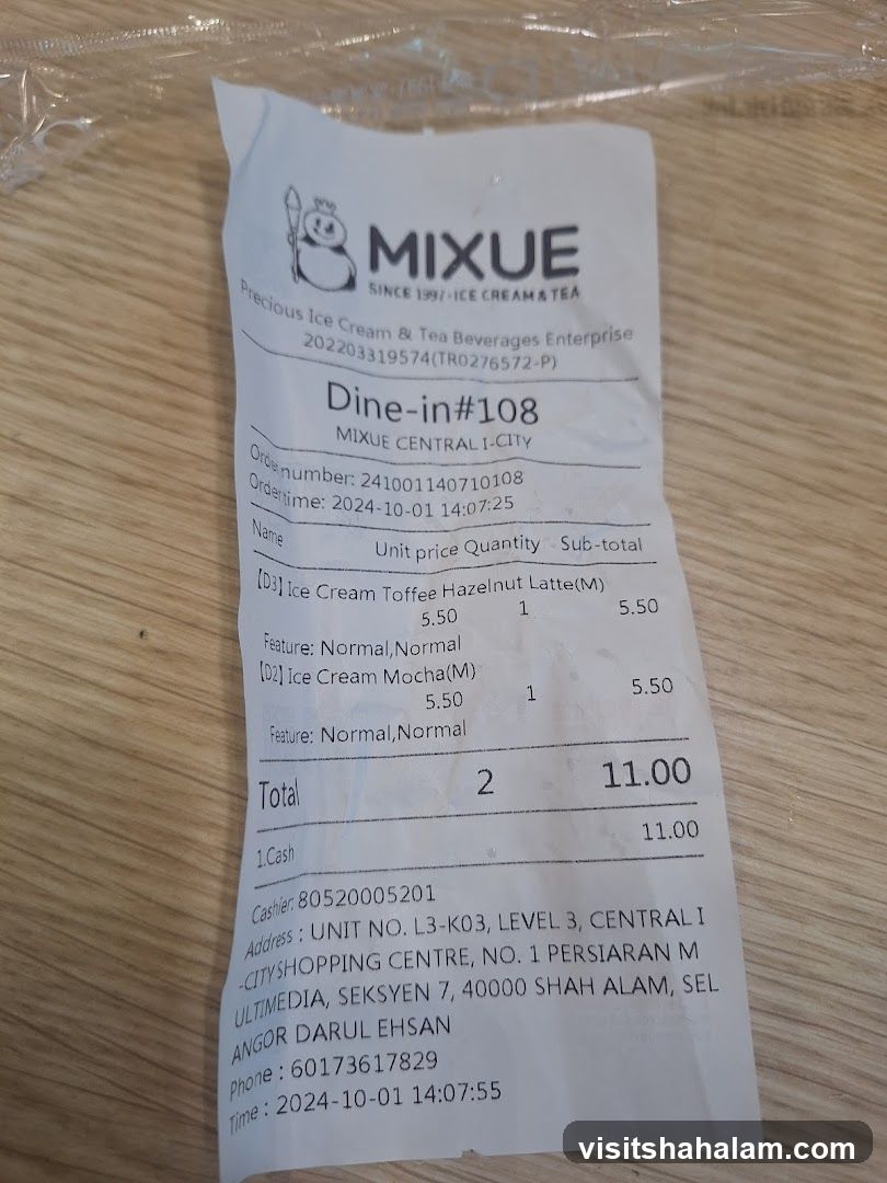 Mixue Receipt