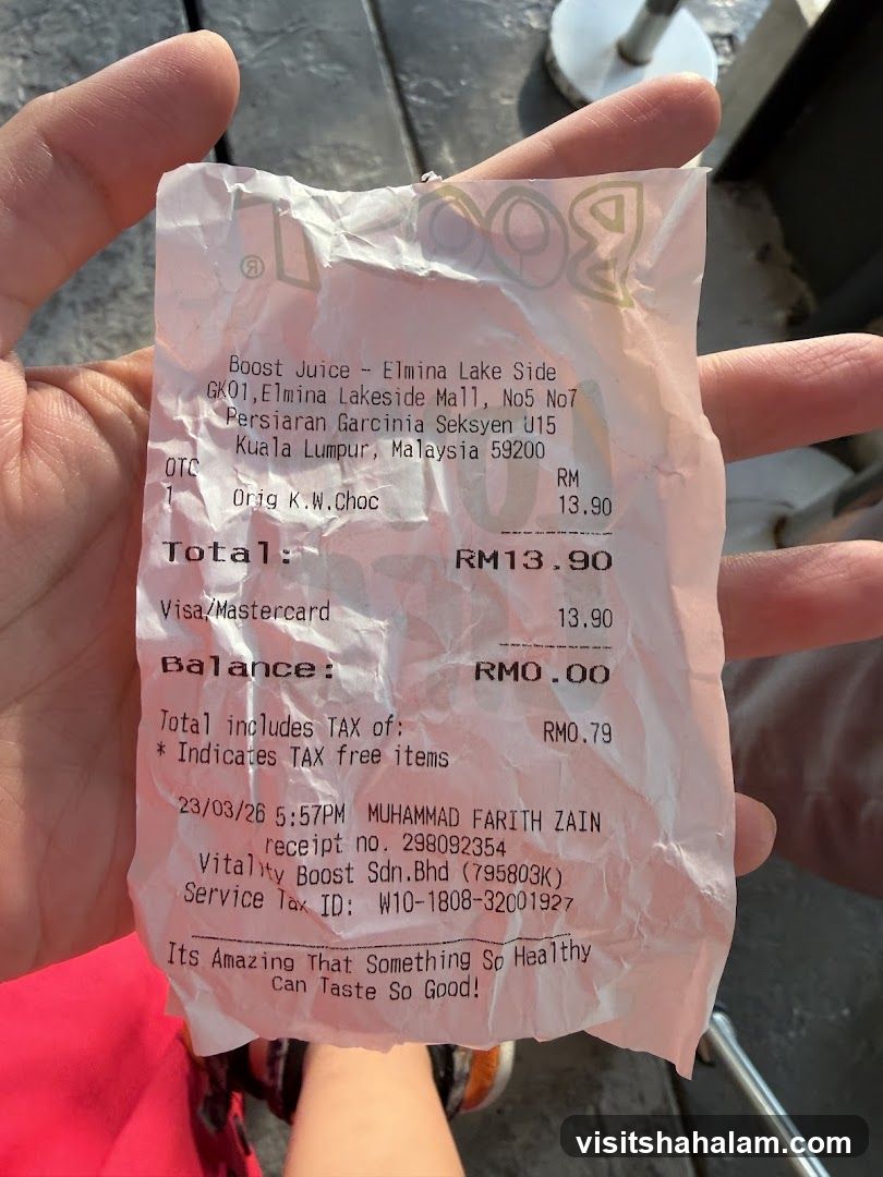 Boost Juice Receipt