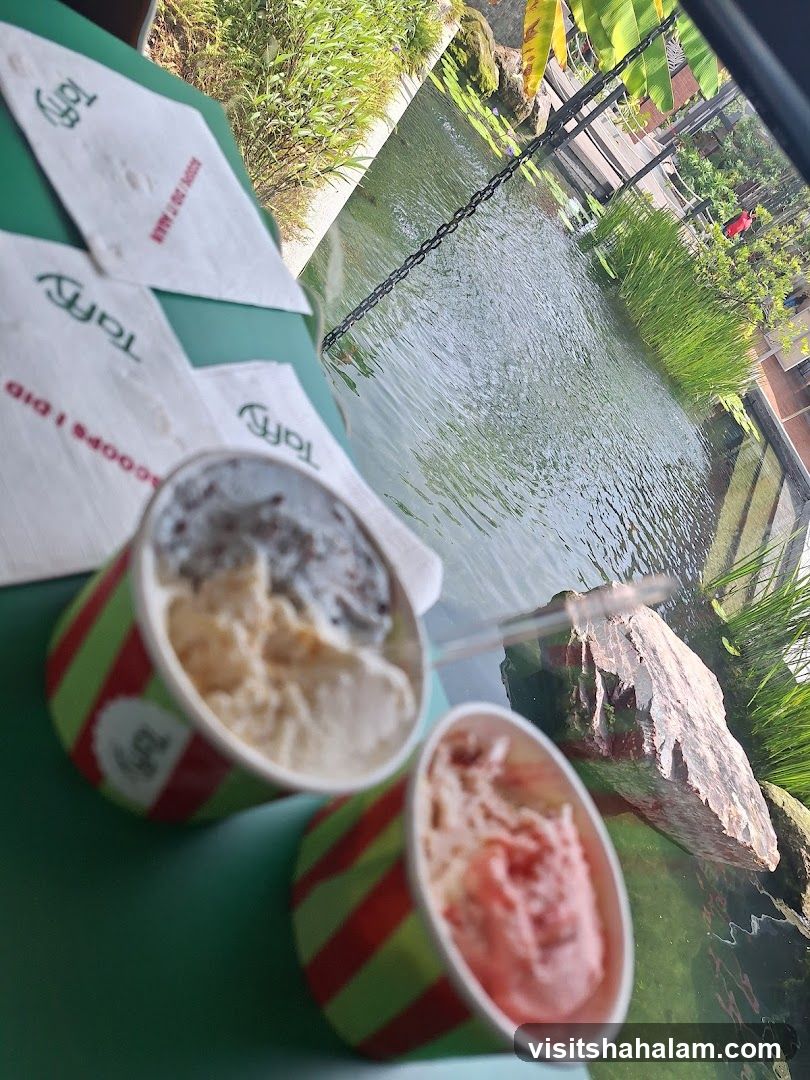 Ice Cream Cups by a Pond