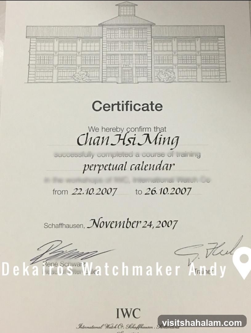 IWC Certificate of Training