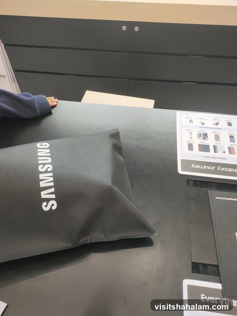 Samsung branded bag and accessories display