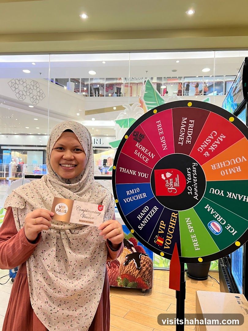 Woman with Prize Wheel and Vouchers