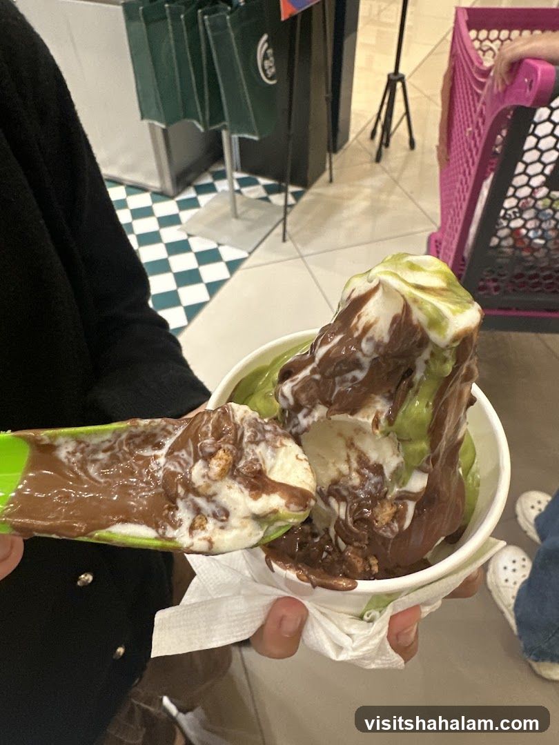 Dessert with Chocolate and Matcha Toppings
