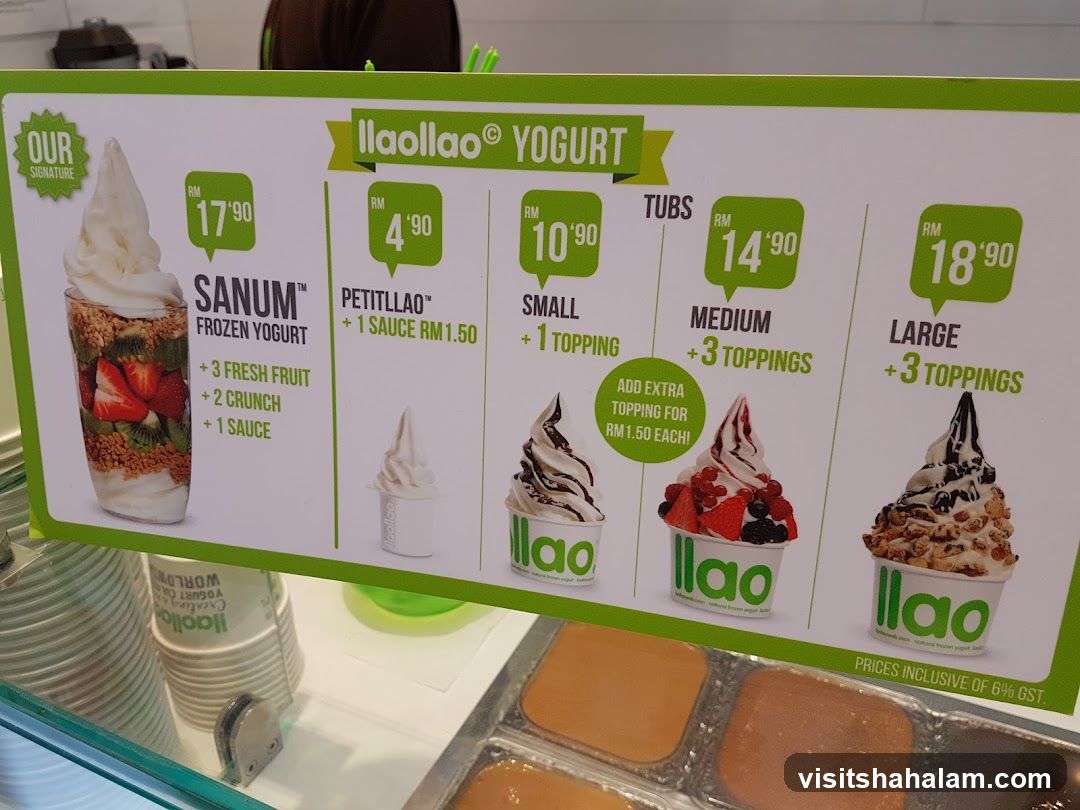 llaollao YOGURT Menu