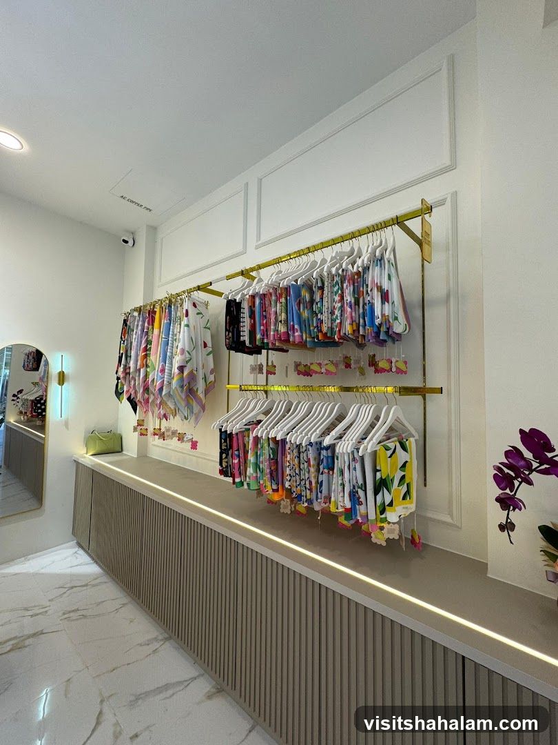 Store Interior with Hanging Scarves