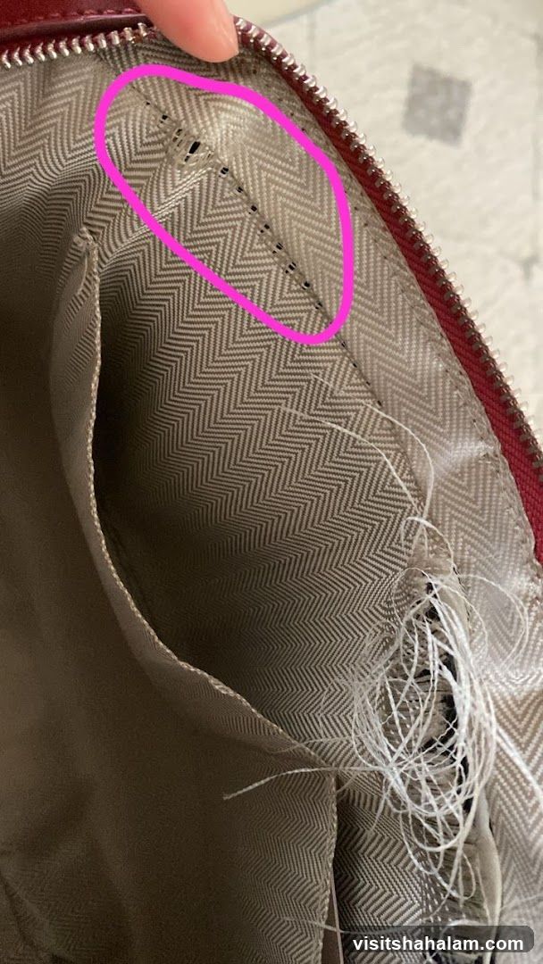 Damaged Bag Lining
