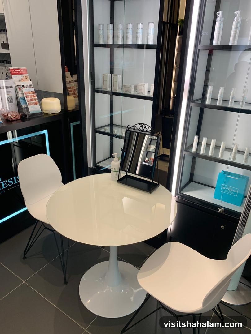Skincare Display and Consultation Area