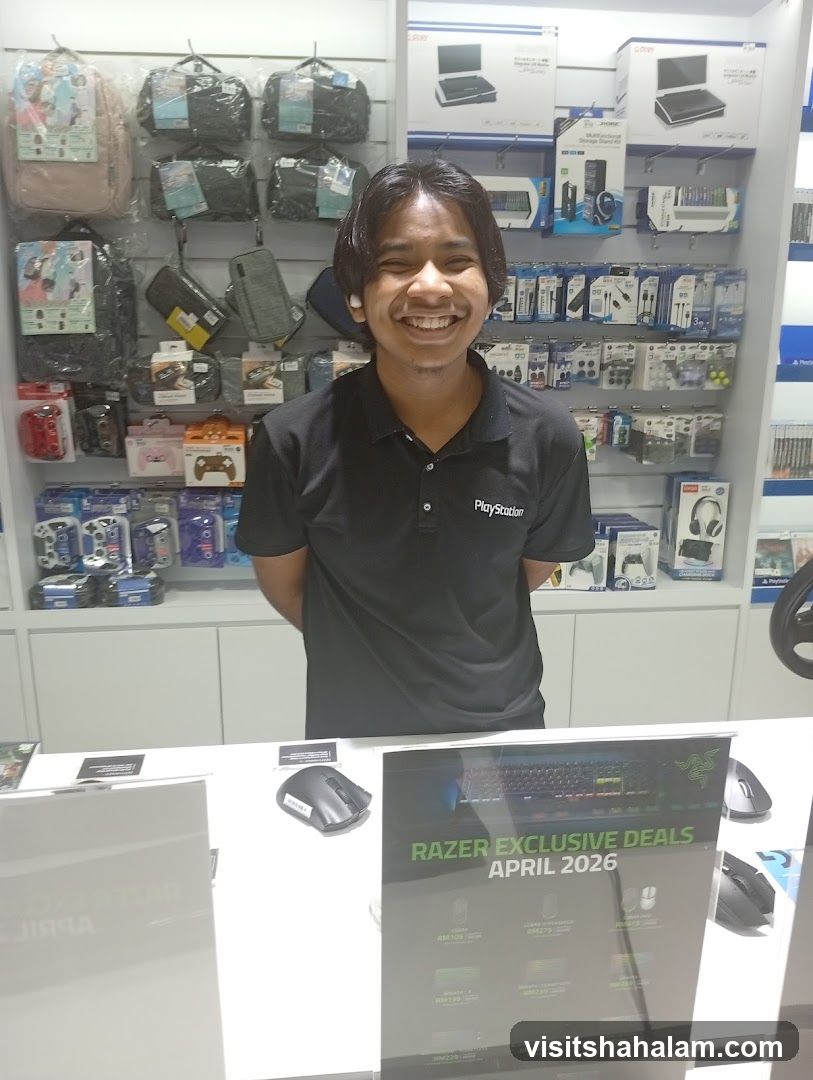 Store Employee with Gaming Accessories