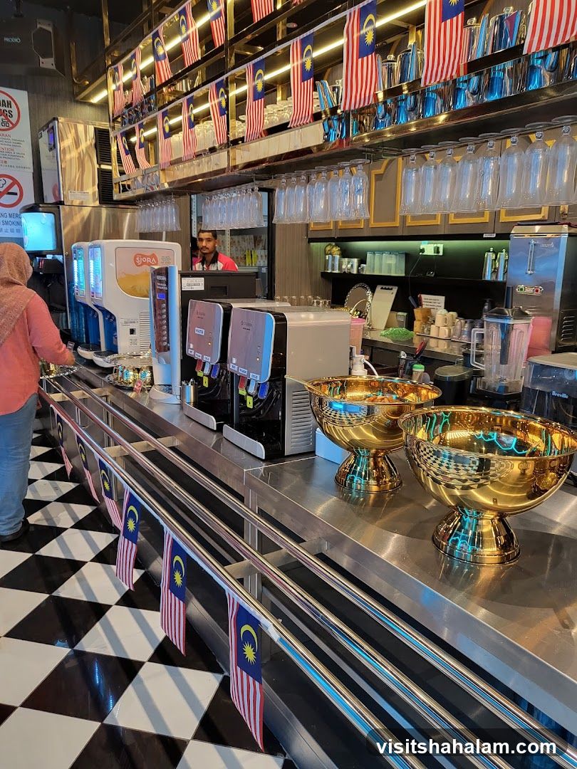 Bar counter with Malaysian flags