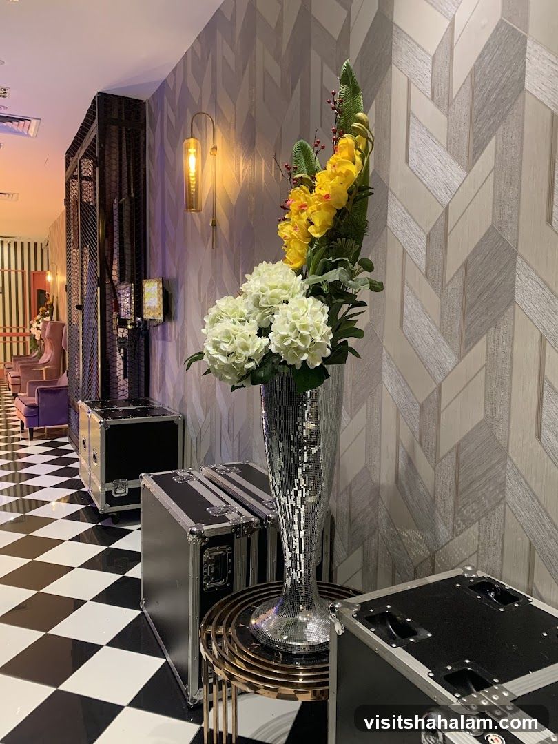 Decorative floral arrangement with storage cases