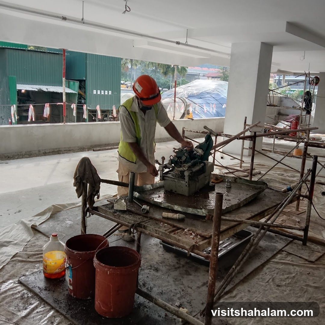 Construction worker operating machinery